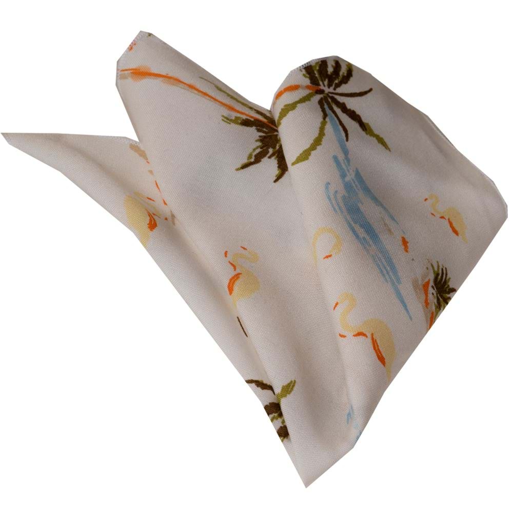 Colorful Hvaii Holiday Themed Handkerchief on White