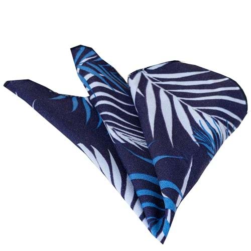 Navy Blue Hawaiian Leaf Pattern Handkerchief