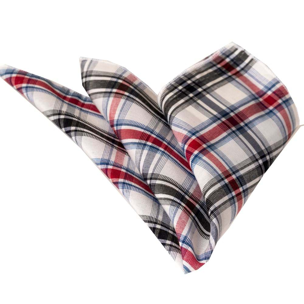 White Black Red Blue Checkered Breathable Cotton Handkerchief