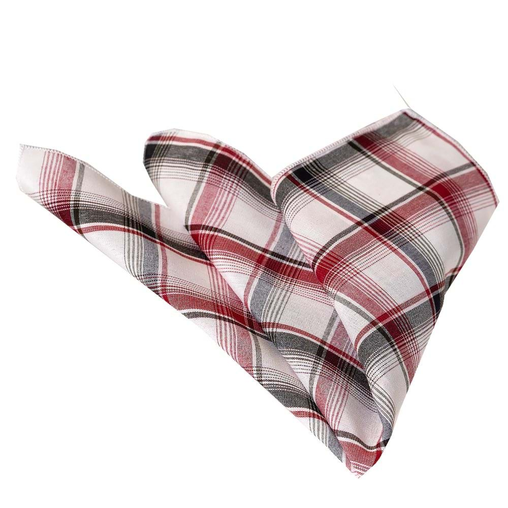 Red Black White Square Patterned Breathable Cotton Handkerchief