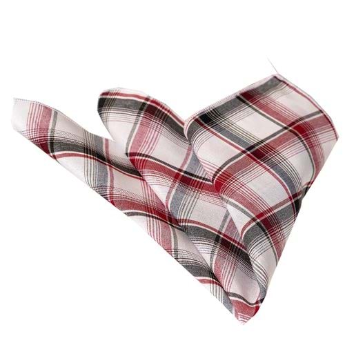 Red Black White Square Patterned Breathable Cotton Handkerchief