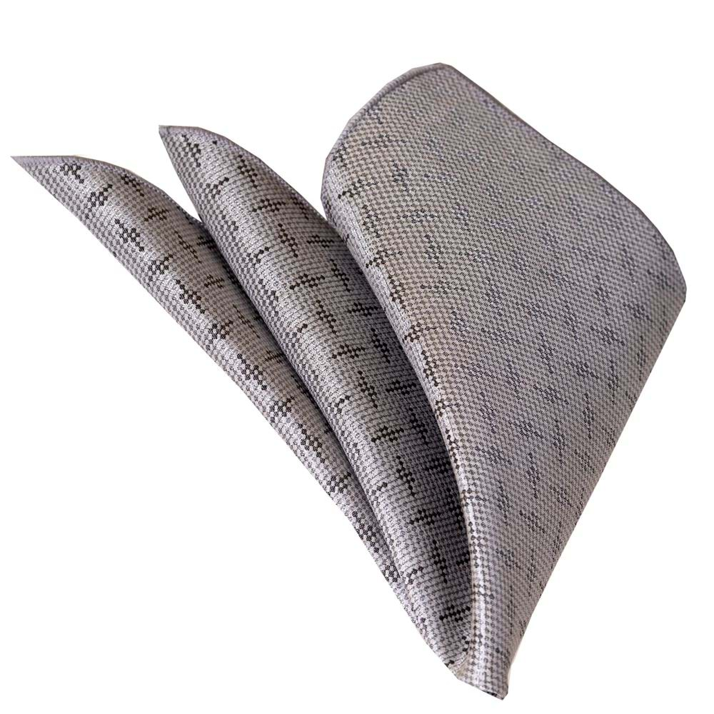 Geometric Patterned Jacquard Woven Handkerchief on Gray