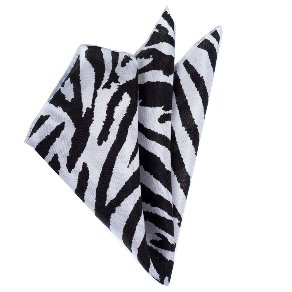 Black White Zebra Digital Printed Viscone Pocket Square