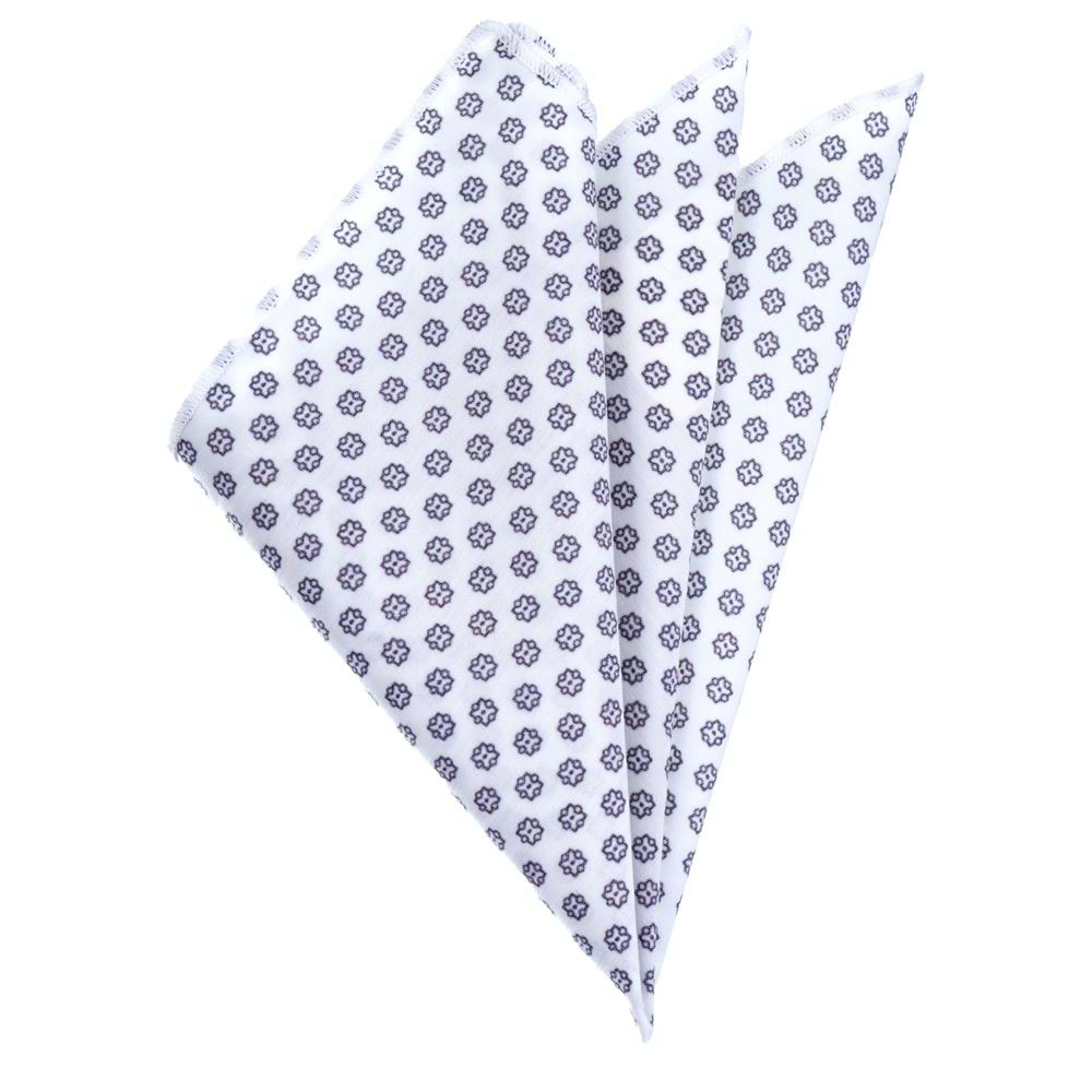 Gray Geometric Digital Printed Cotton Pocket Square