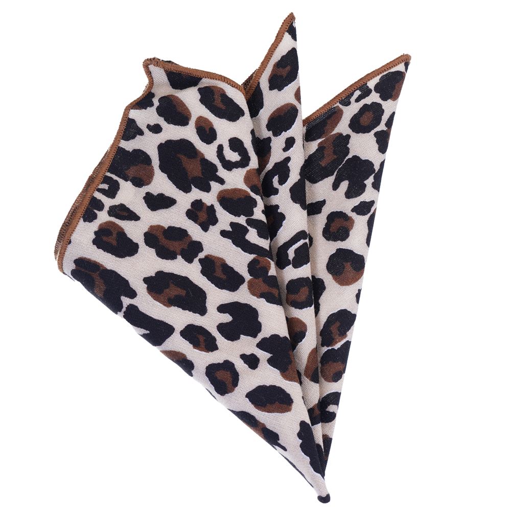 Brown Black Leopard Digital Printed Viscone Pocket Square