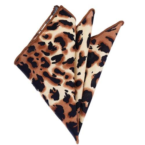 Black Brown Leopard Pocket Square