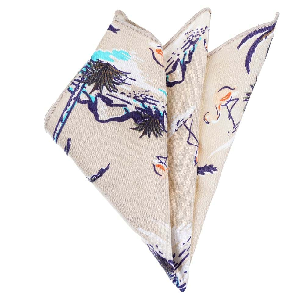 Beige and Navy Colorful Pocket Square