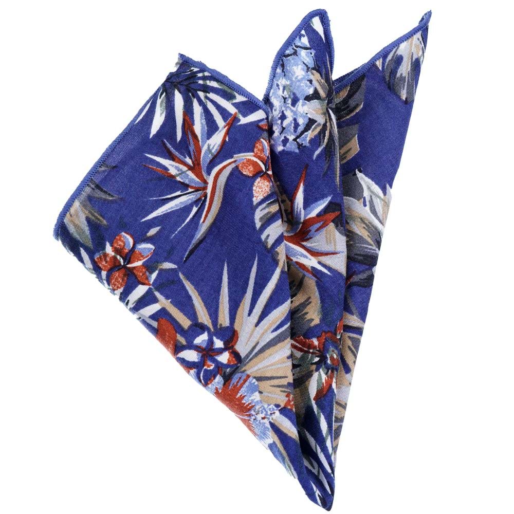 Blue Floral 3D Digital Printed Viscone Pocket Square
