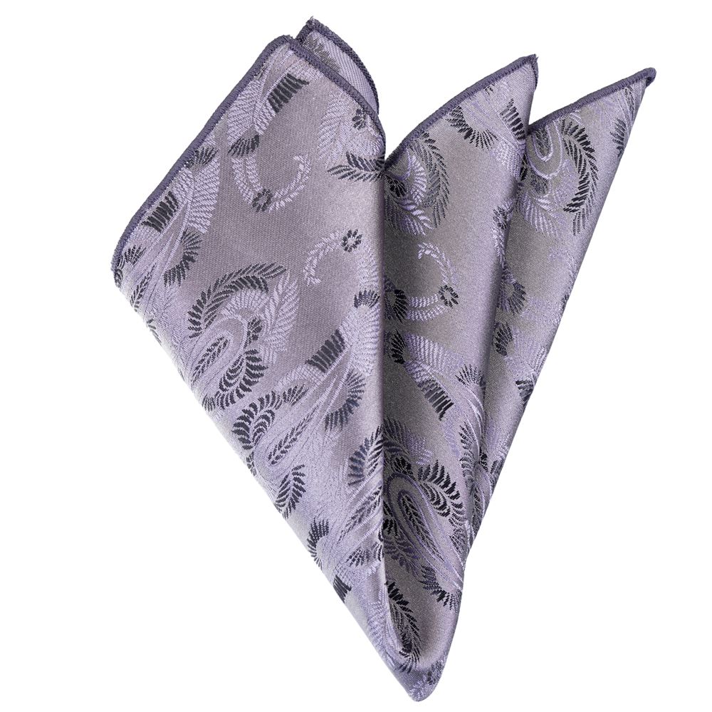 Gray and Silver Jacquard Designer Pocket Square