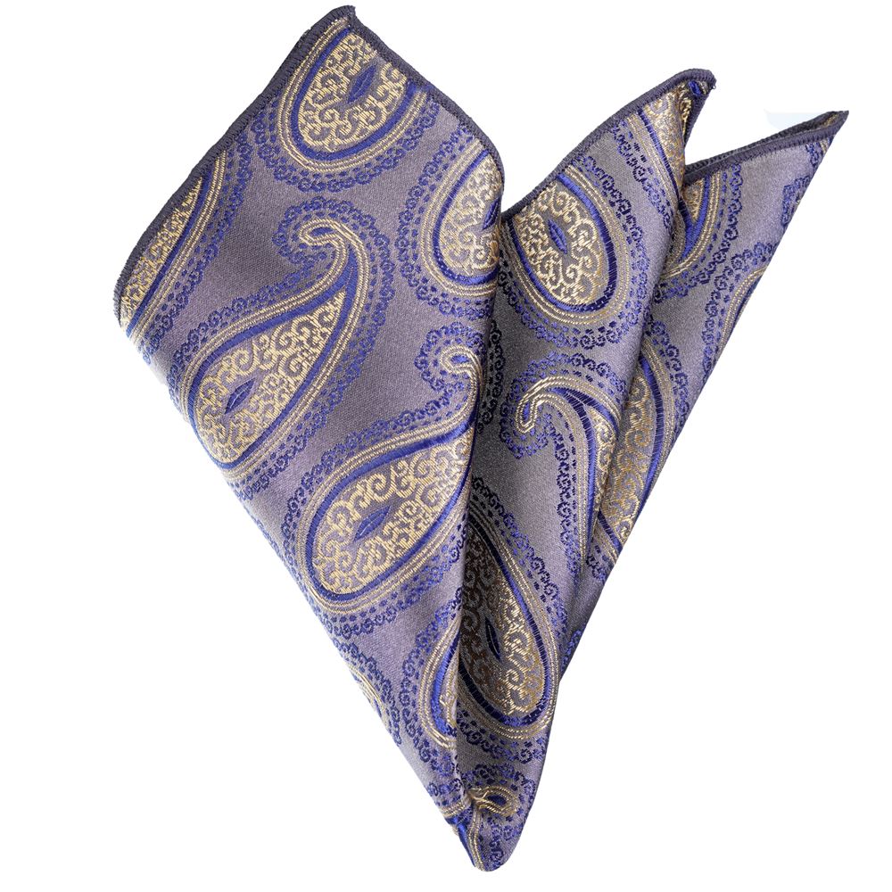 Silver Paisley Designer Pocket Square