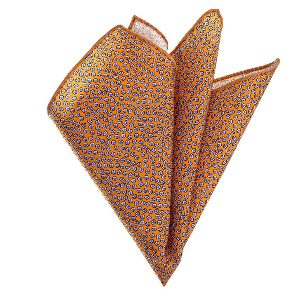 Yellow Blue White Floral Pocket Square