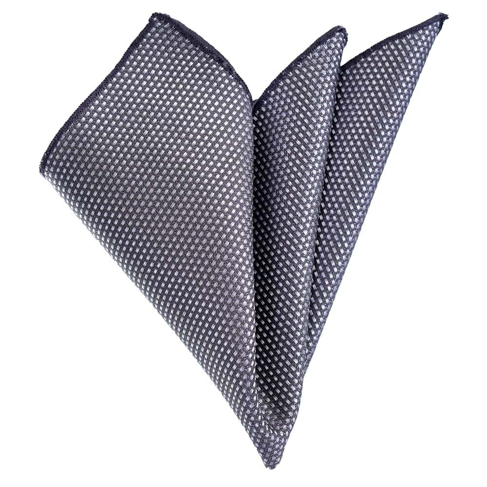 Gray Silver Designer Jacquard Pocket Square