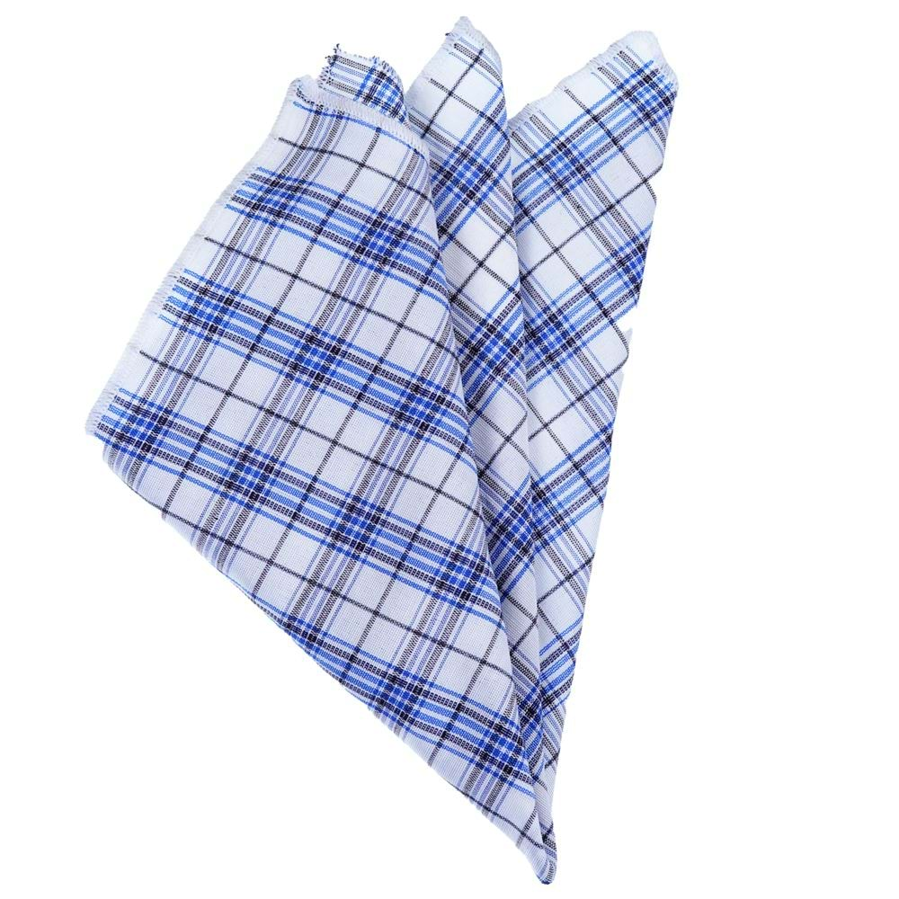 Blue White Black Plaid Pocket Square