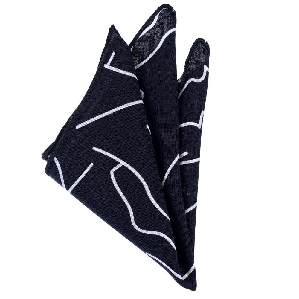 Black and White Geometric Viscose Pocket Square