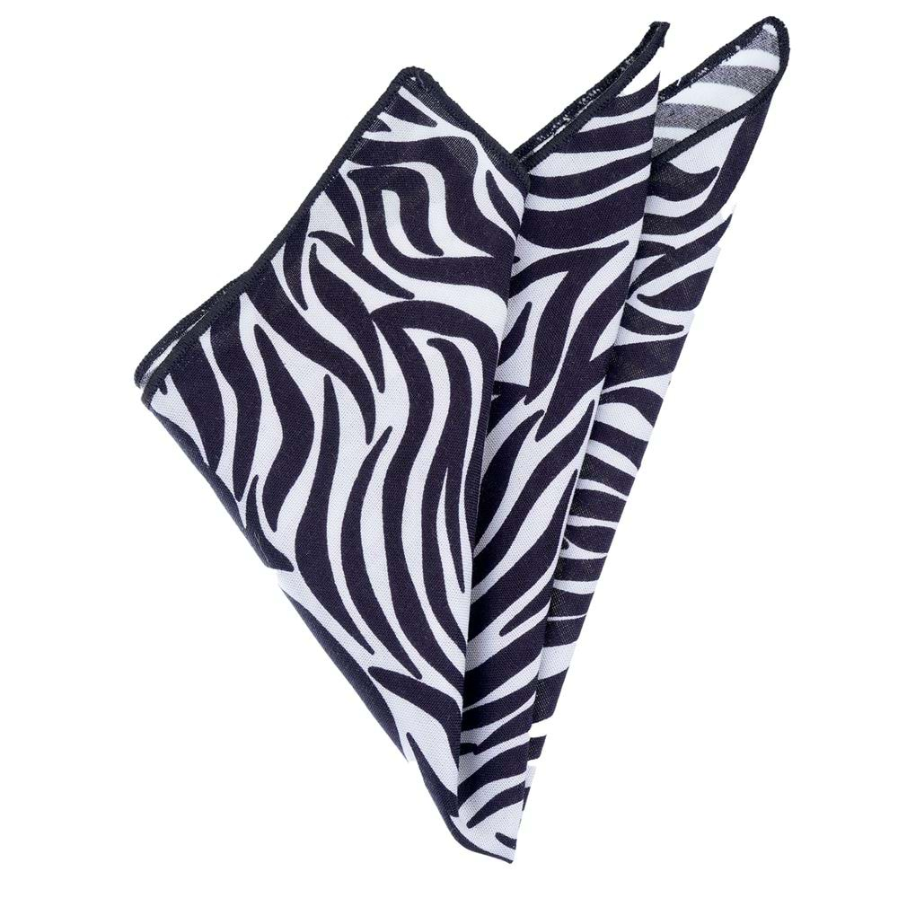 Black White Zebra Printed Pocket Square