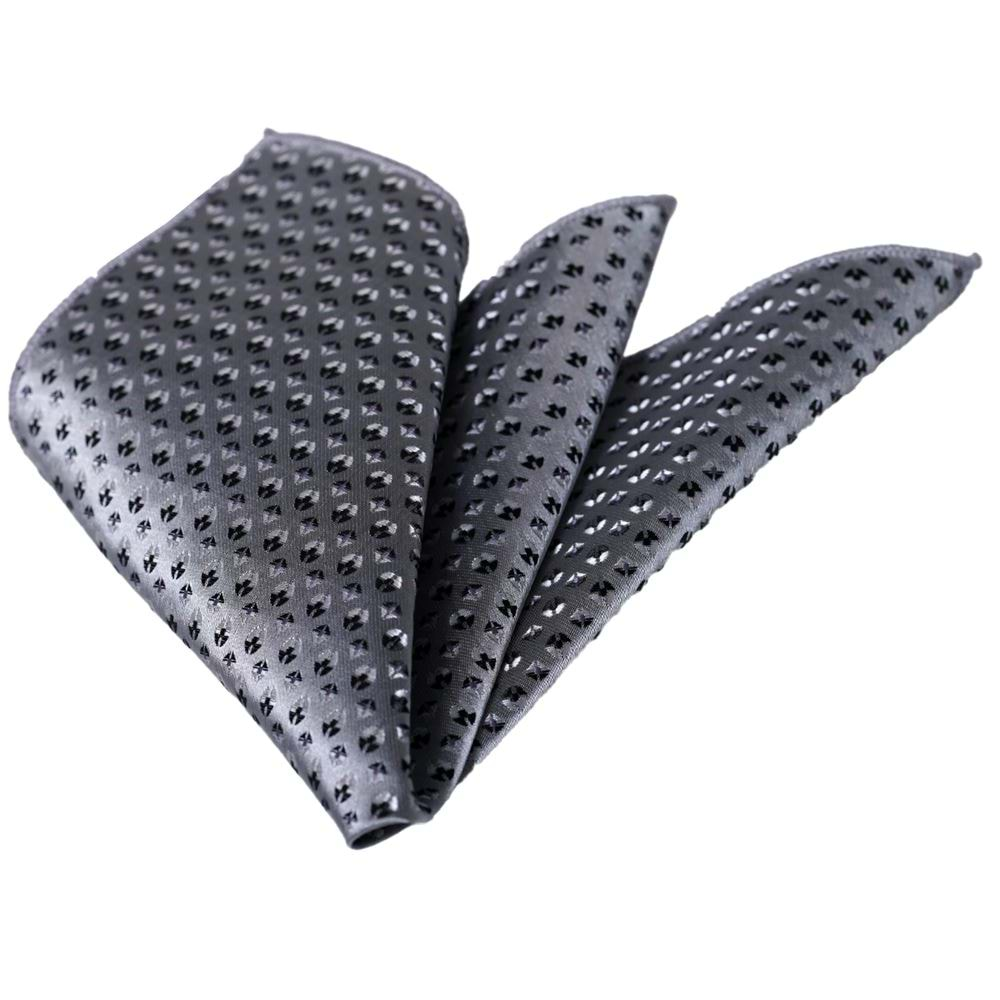 Gray and Black Geometric Designer Pocket Square