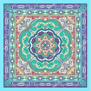 Turquoise Printed Special Cut Pocket Square