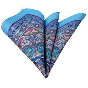 Turquoise Printed Special Cut Pocket Square