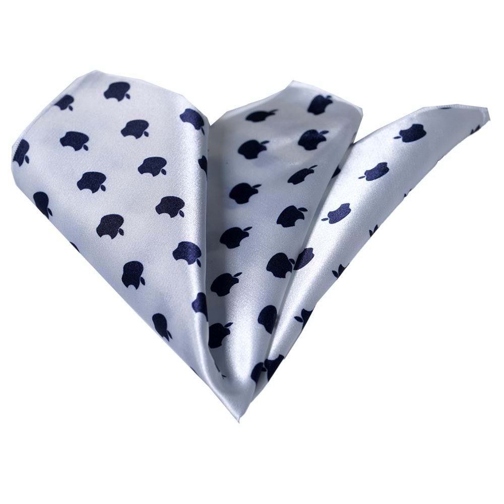 Blue Apple on White Pocket Square