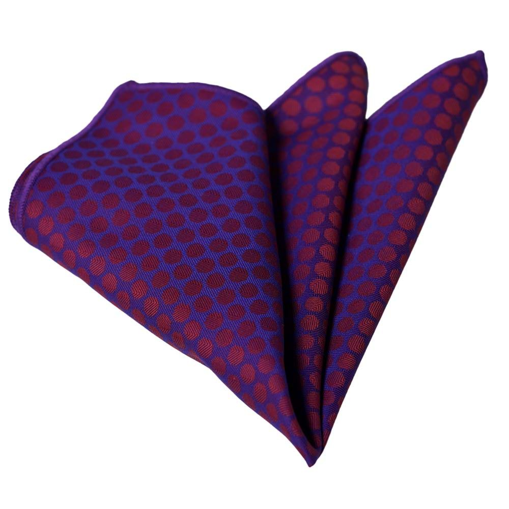 Burgundy Navy Polka Dot Pocket Square