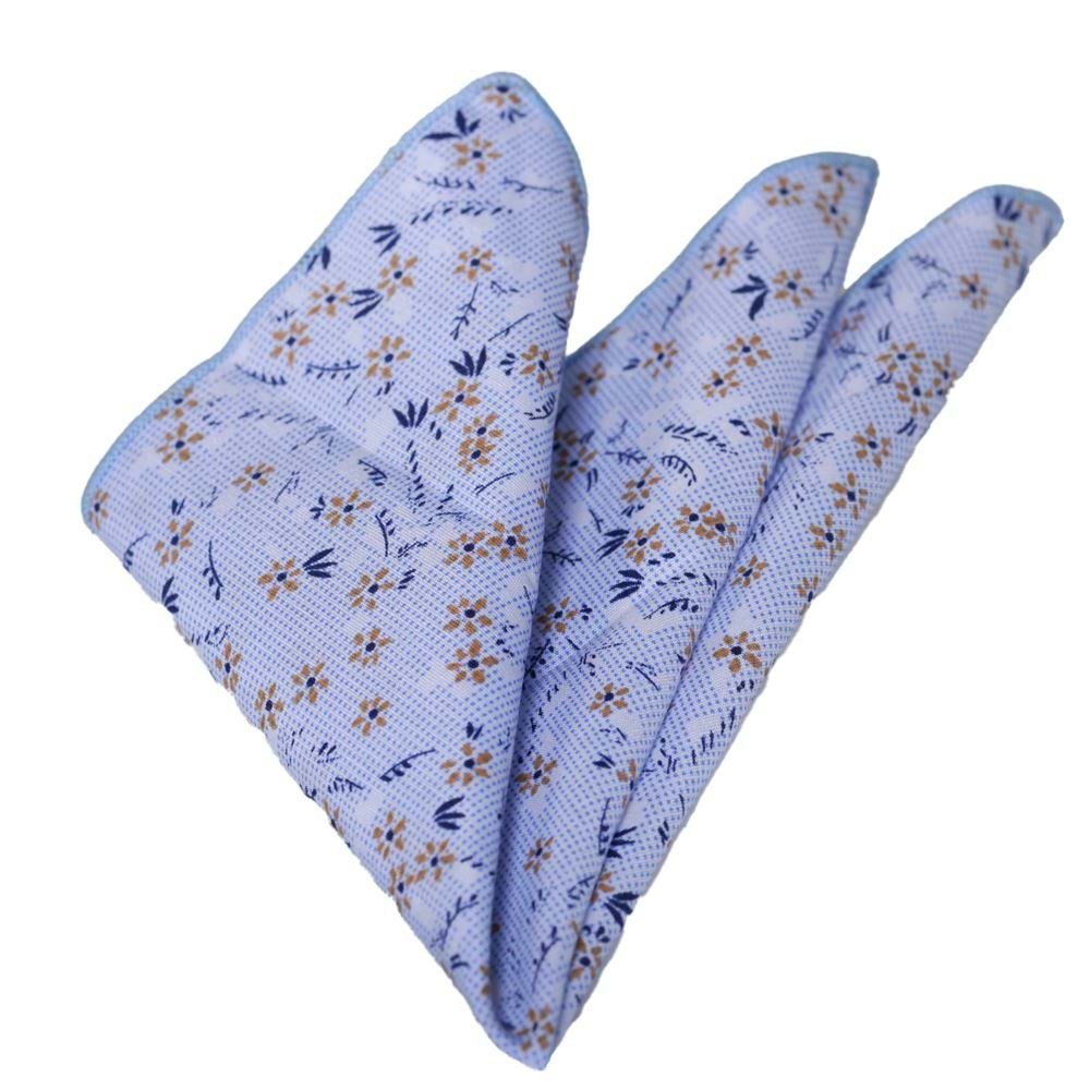 Blue Brown Floral Pocket Square