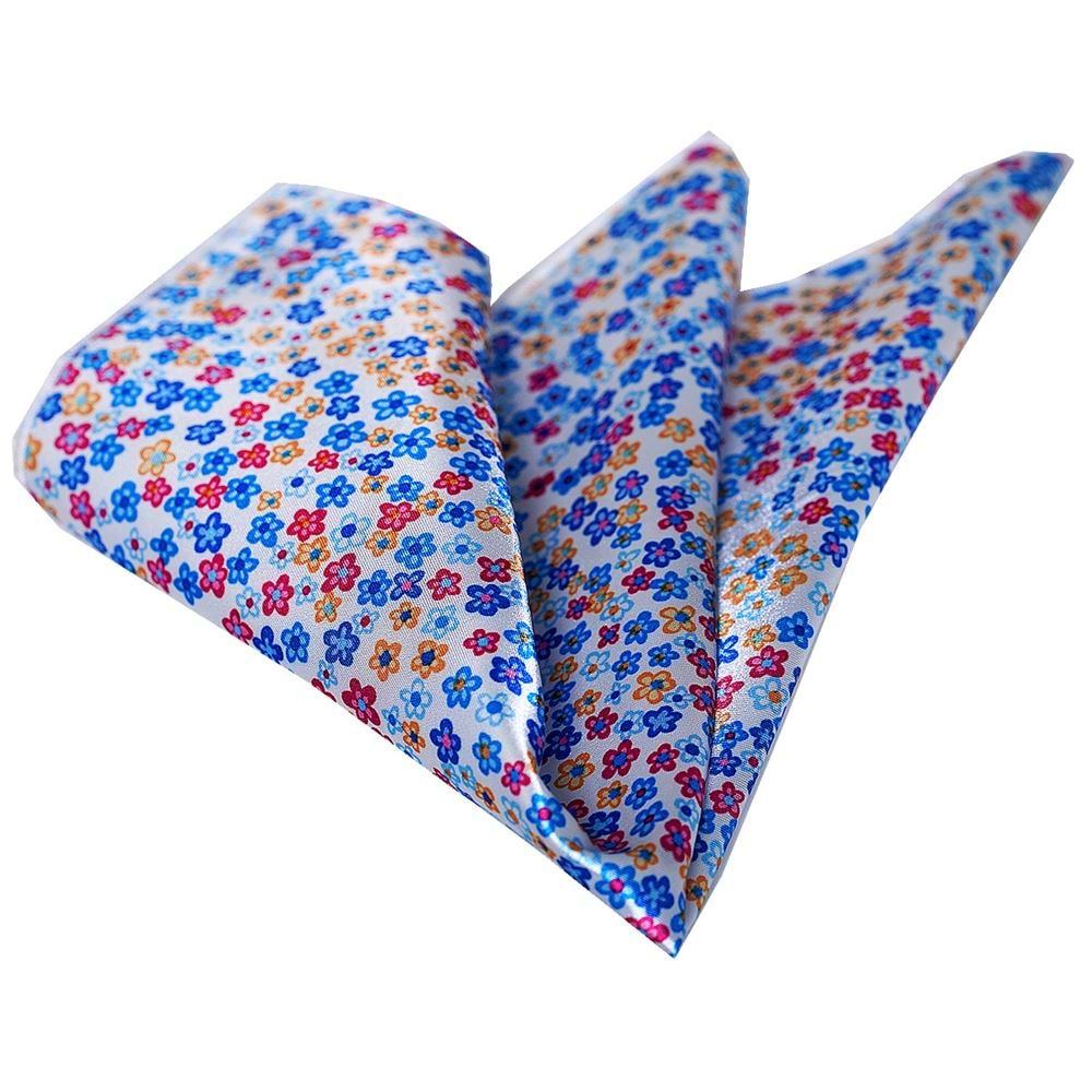 Blue Yellow Red Floral Pocket Square