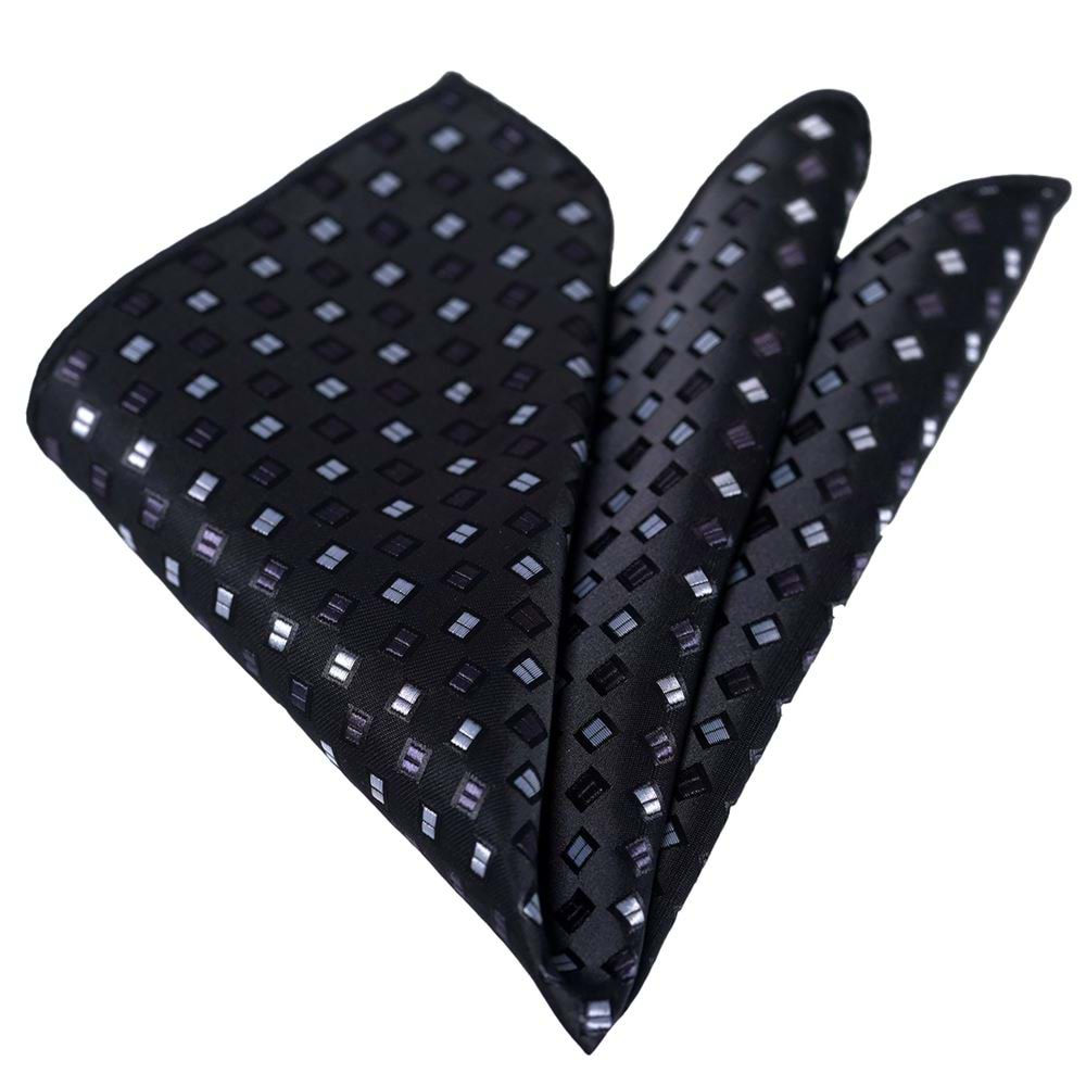 Gray Checkered Black Pocket Square