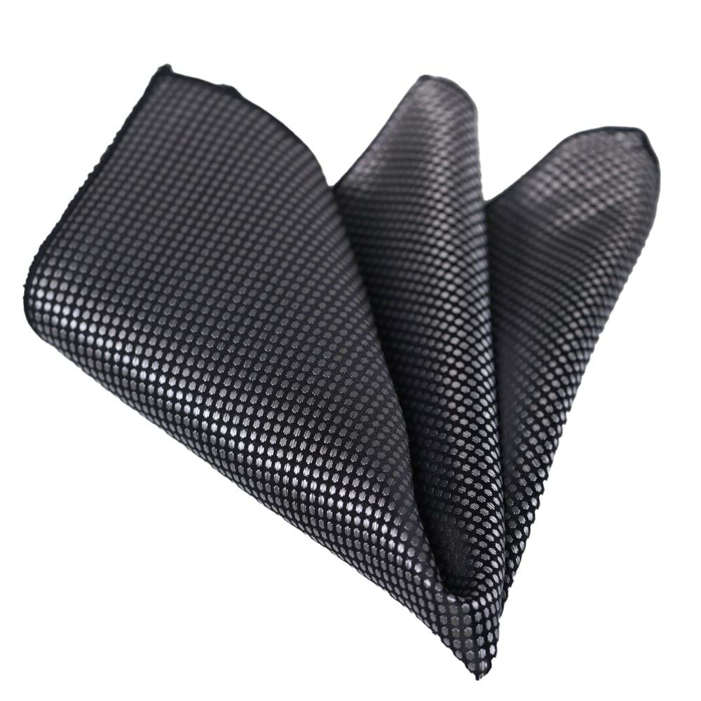 Silver Polka Dots on Black Pocket Square