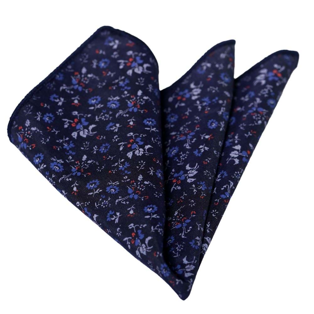 Blue Red Floral Pocket Square