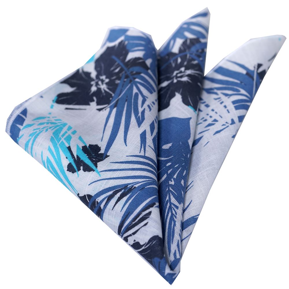 Navy and Turquoise Hawaiian Pocket Square