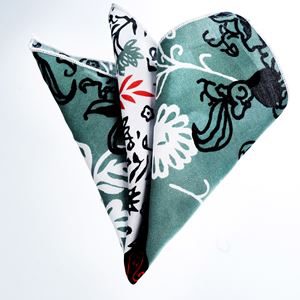 White Green Floral Viscose Pocket Square