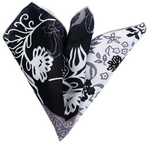 White Gray Floral Pocket Square