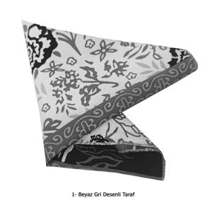 White Gray Floral Pocket Square