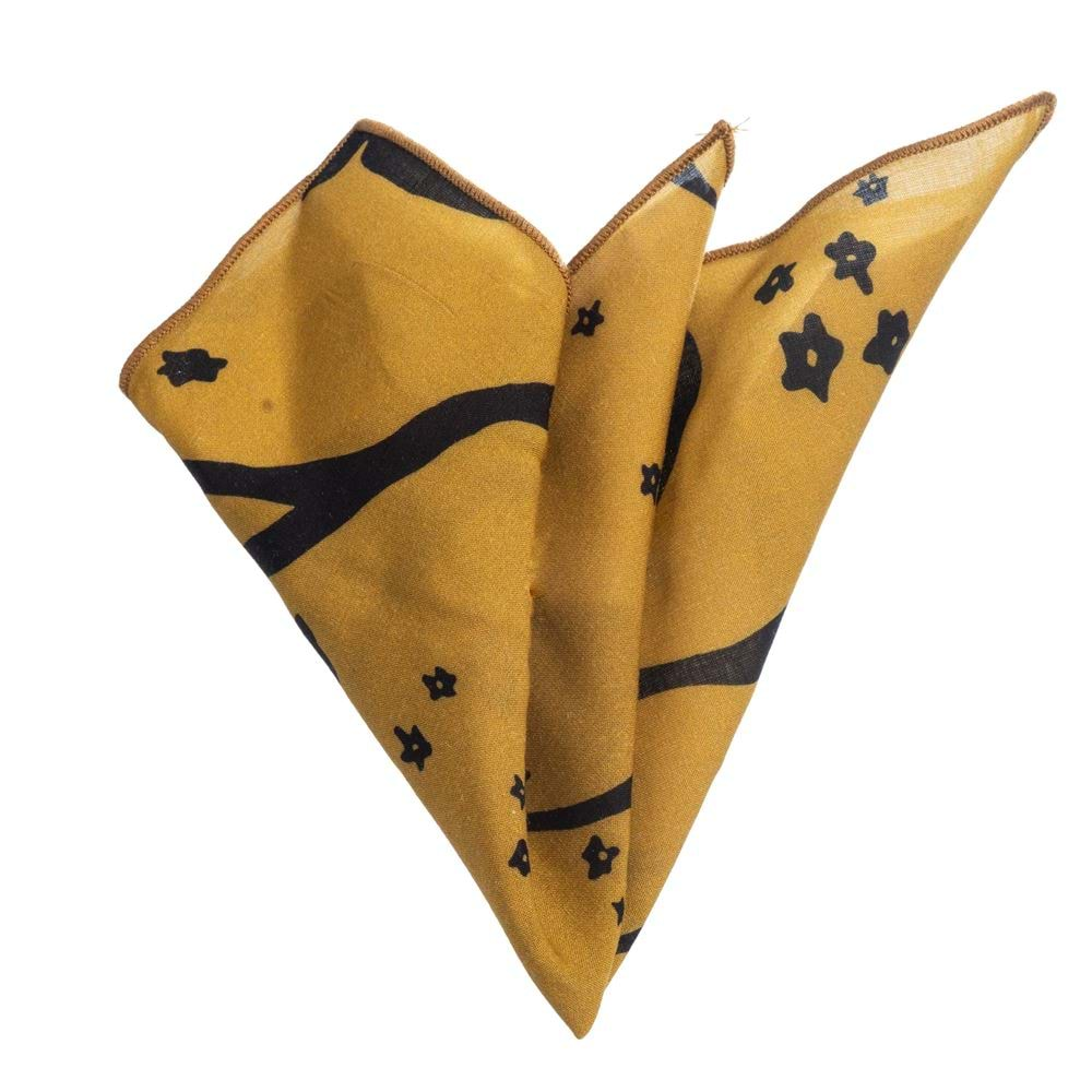 Mustard Black Printed Pocket Square