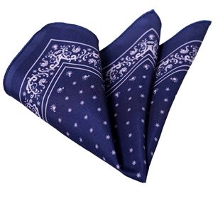 Navy Begie Printed Special Cut Pocket Square