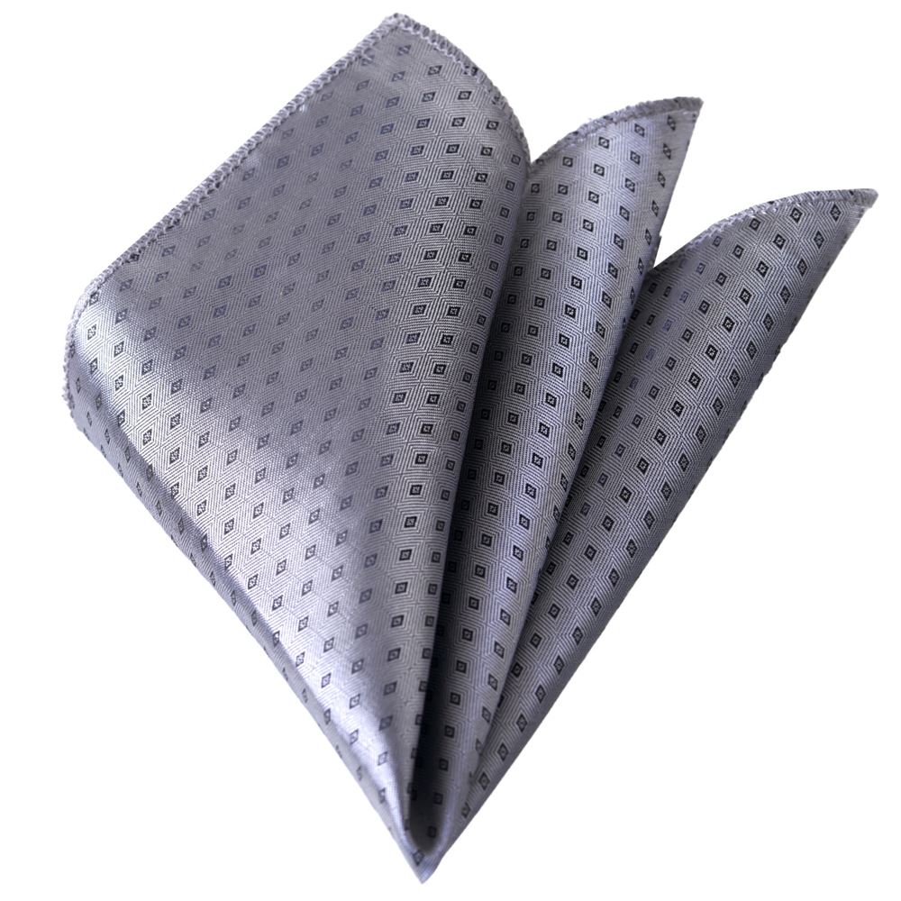 Gray Mini Geometric Mothif Jacquared Gabric Pocket Square