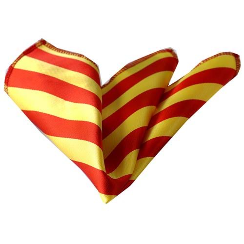 Yellow Striped Jacquard Fabric Pocket Square