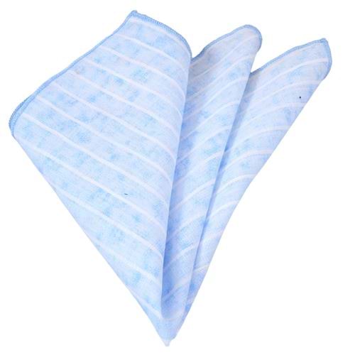 Blue and White Striped Linnen Pocket Square
