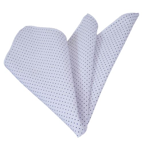 White Navy Polka Dot Pocket Square
