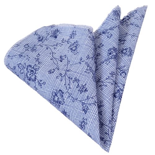 Blue Navy Floral Pocket Square
