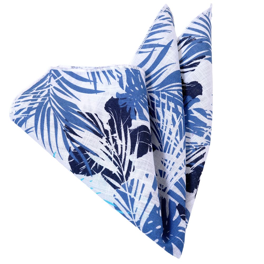 Blue White Hawaii Pocket Square