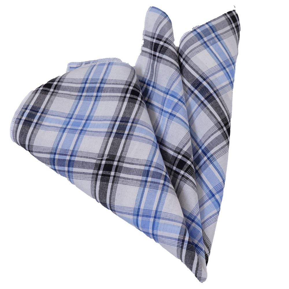 Blue White Plaid Pocket Square