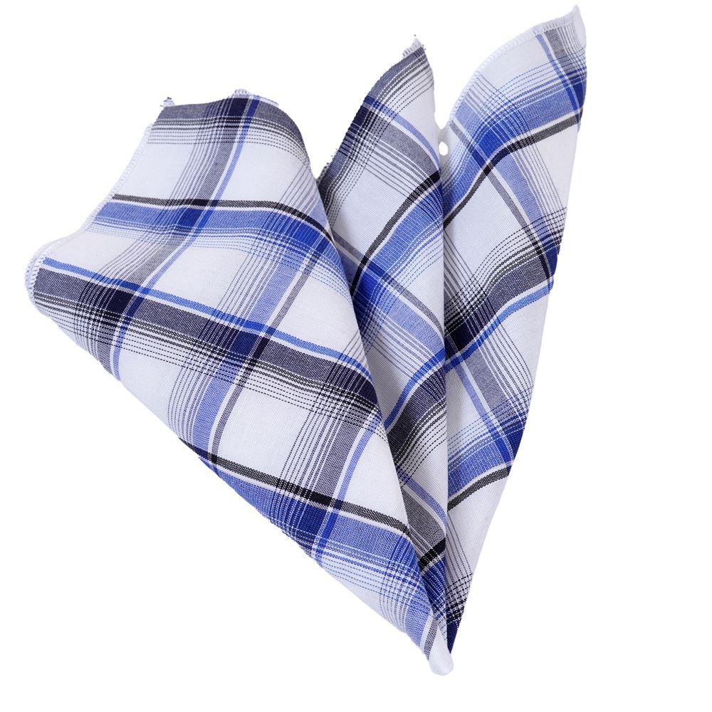 Blue White Plaid Pocket Square