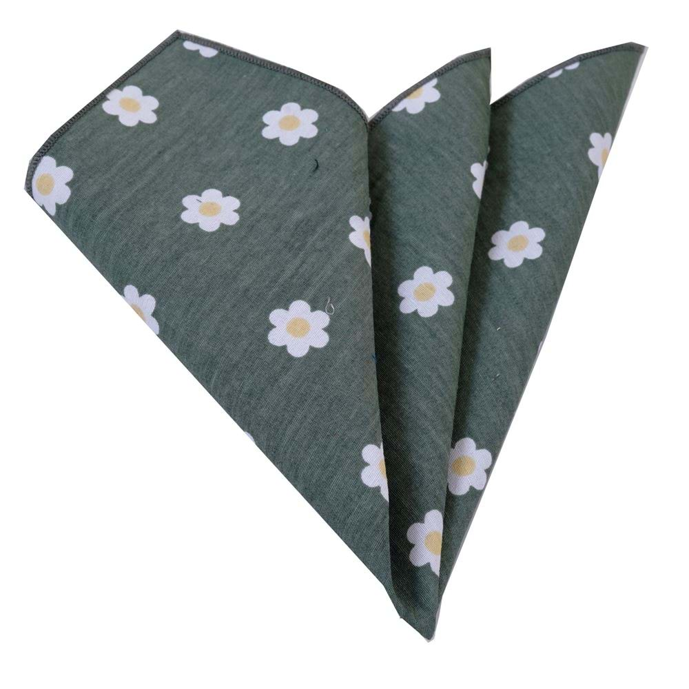 Green Floral Pocket Square