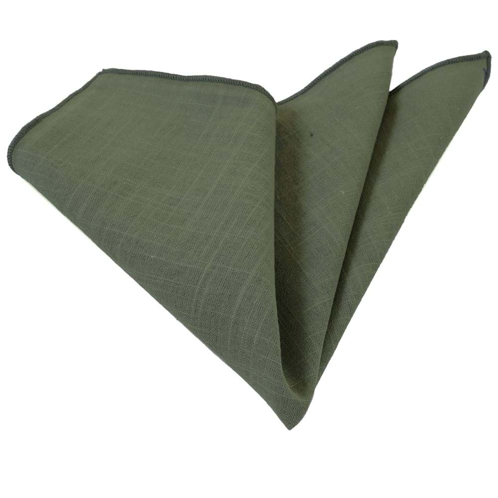 Green Linen Pocket Square