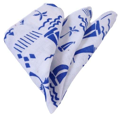 Blue White Sailor Pocket Square