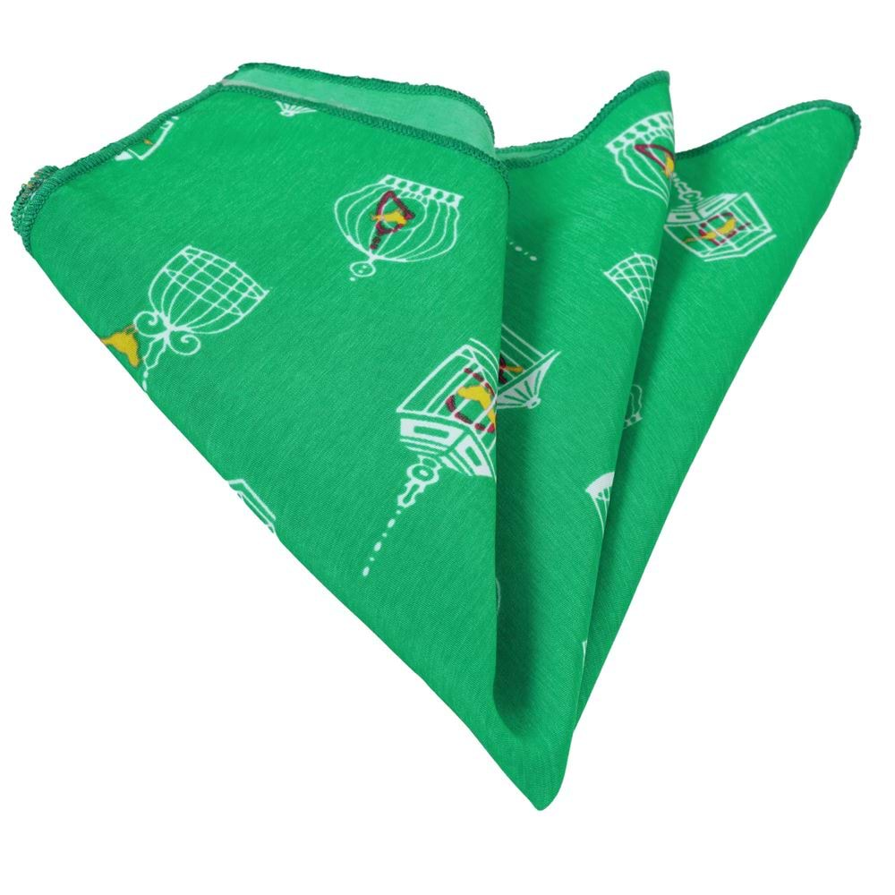 Green with Yellow Bird Pocket Square