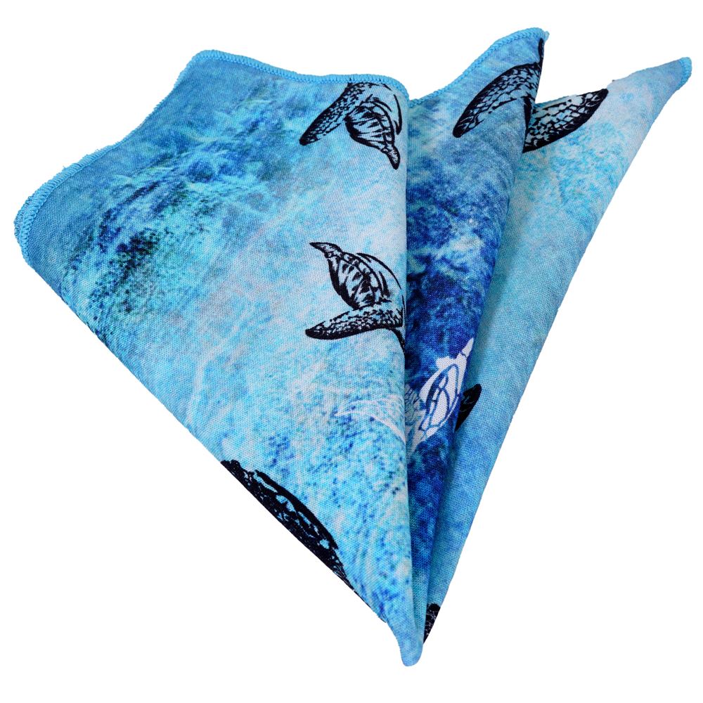 Blue Navy Caretta Carettta Pocket Square