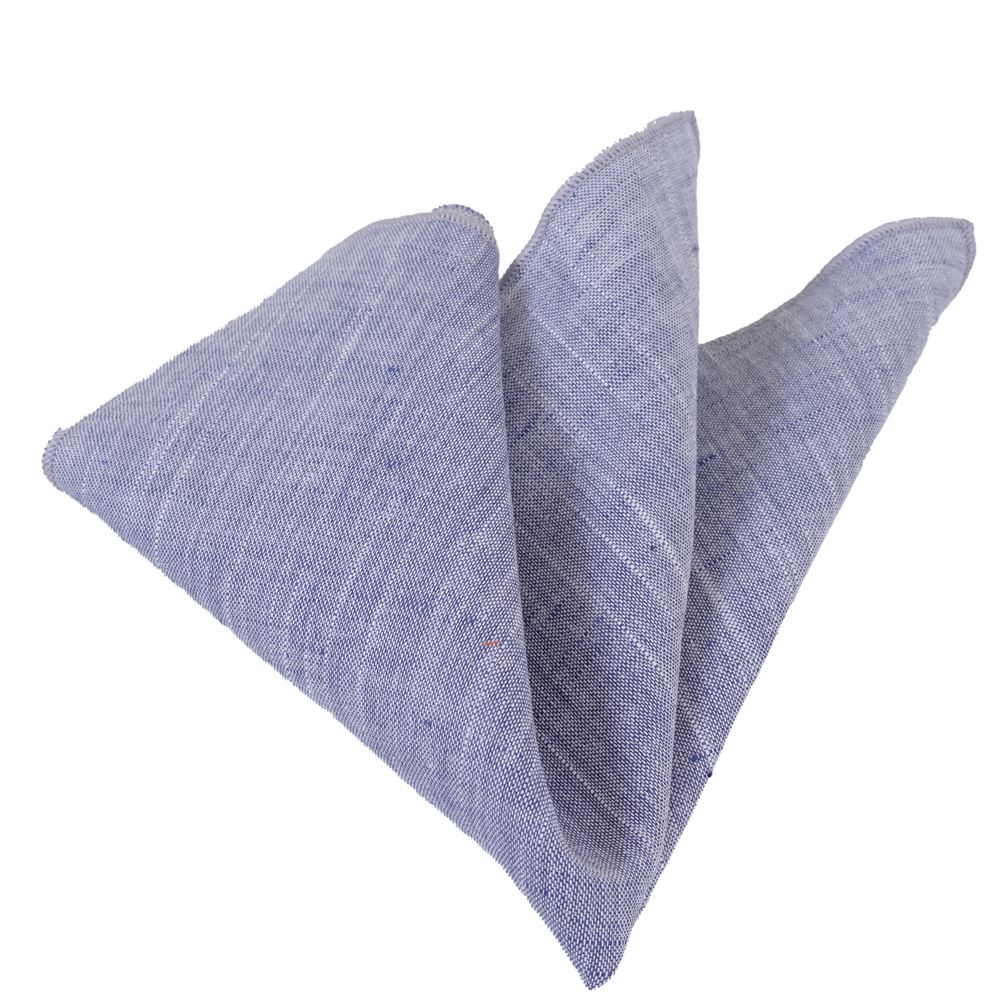 Blue Linen Pocket Square