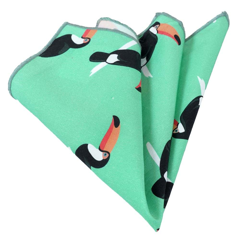 Green Crow Pocket Square